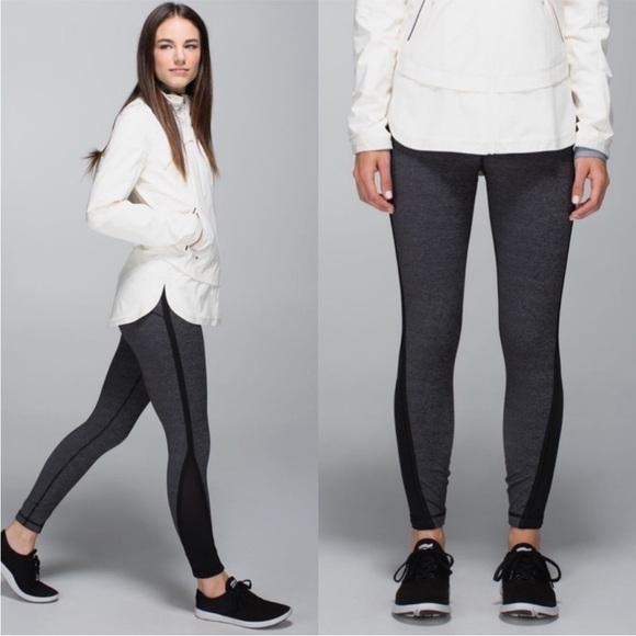 Lululemon Run Pace Tight Wee Stripe Black Heathered Gray Size 2 - Picture 3 of 12